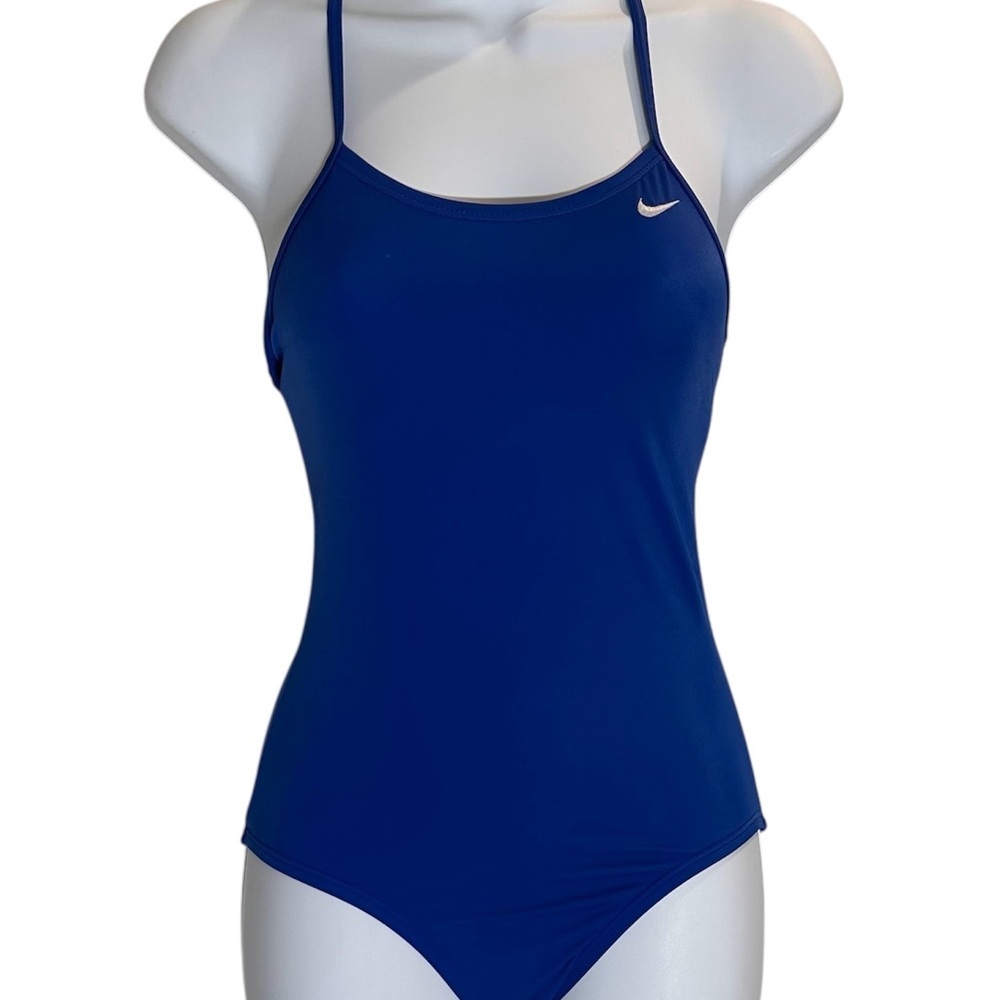 Nike Blue Spaghetti Strap Swimsuit Girls 10/11 Sunmer beach criss cross in back